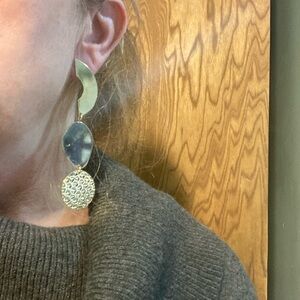 Long gold tone unique earrings